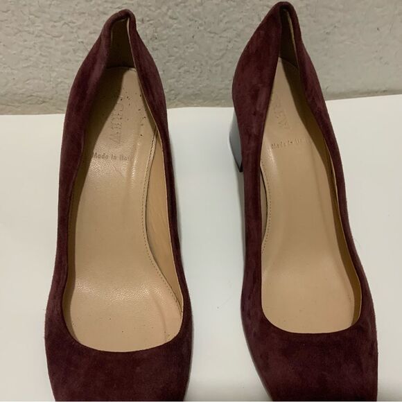 J Crew Womens size 9.5 Heels Pumps Suede Cabernet Shoes - Picture 4 of 12
